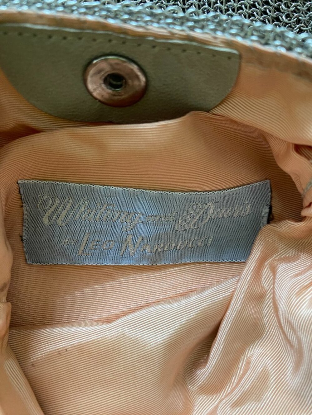 Vintage 60s Designer Purse, Leo Narducci for WHITING & DAVIS Metal Mesh, Strap - Picture 4 of 16